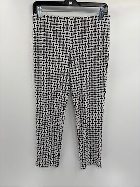 Clara sun woo Black and White Geometric Print pull on slit Pants size medium